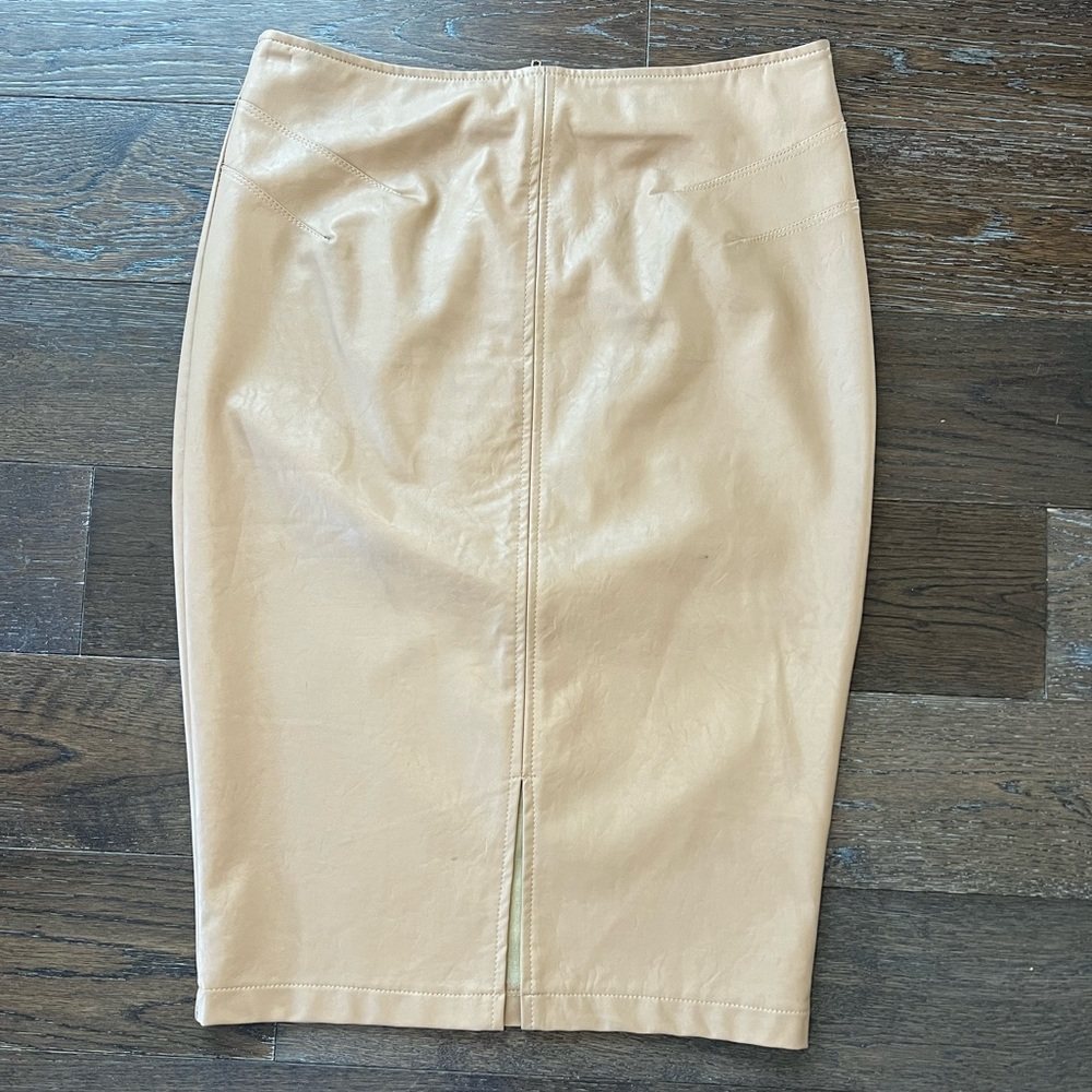 Valleygirl Tan Pleather Pencil Skirt (10)